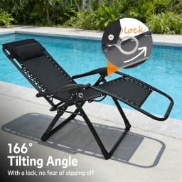 Zero Gravity Chair Foldable Portable Outdoor Adjustable Recliner Chair w/ Pillow