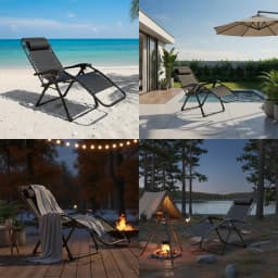 Zero Gravity Chair Foldable Portable Outdoor Adjustable Recliner Chair w/ Pillow