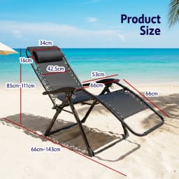 Zero Gravity Chair Foldable Portable Outdoor Adjustable Recliner Chair w/ Pillow
