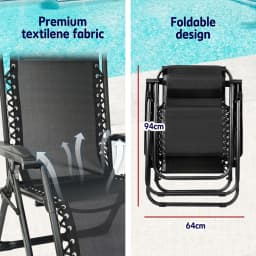 Zero Gravity Chair Foldable Portable Outdoor Adjustable Recliner Chair w/ Pillow