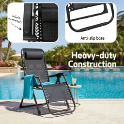 Zero Gravity Chair Foldable Portable Outdoor Adjustable Recliner Chair w/ Pillow