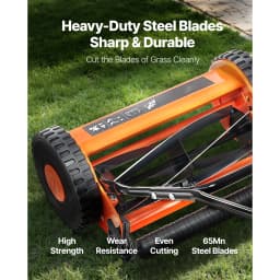 SucceBuy Push Reel Lawn Mower 14 inch 5 Blades Mower No 0.6-1.75 Mowers w/ Grass Catcher Bag to Green Lawns Driveways Courtyard