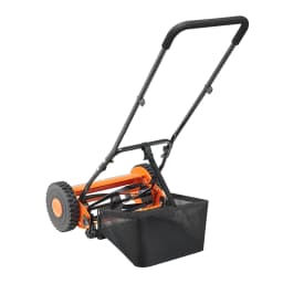 SucceBuy Push Reel Lawn Mower 14 inch 5 Blades Mower No 0.6-1.75 Mowers w/ Grass Catcher Bag to Green Lawns Driveways Courtyard