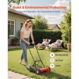 SucceBuy Push Reel Lawn Mower 14 inch 5 Blades Mower No 0.6-1.75 Mowers w/ Grass Catcher Bag to Green Lawns Driveways Courtyard