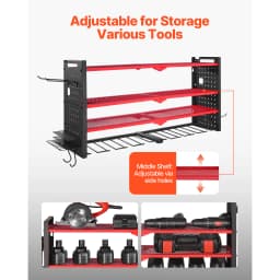 SucceBuy 4-Layer Hand Power Tool Organizer Rack Wall Mounted Pegboards Electric Drill Storage Holder for Garage Workshop