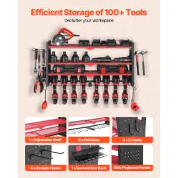 SucceBuy 4-Layer Hand Power Tool Organizer Rack Wall Mounted Pegboards Electric Drill Storage Holder for Garage Workshop