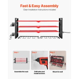 SucceBuy 4-Layer Hand Power Tool Organizer Rack Wall Mounted Pegboards Electric Drill Storage Holder for Garage Workshop