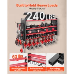 SucceBuy 4-Layer Hand Power Tool Organizer Rack Wall Mounted Pegboards Electric Drill Storage Holder for Garage Workshop