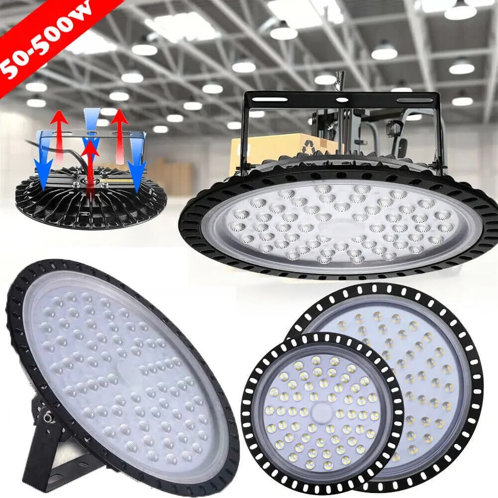 100-300W LED Workshop Lights High Bay Lamp UFO Shed Industrial Warehouse Factory