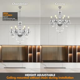 6arms K5 Crystal Chandelier Transparent Crystal Ceiling Lamp Modern Luxury Home Lighting Fixture For Bedroom Living Room Decor