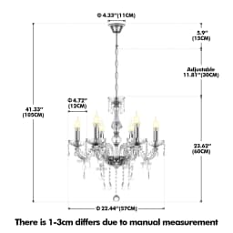 6arms K5 Crystal Chandelier Transparent Crystal Ceiling Lamp Modern Luxury Home Lighting Fixture For Bedroom Living Room Decor