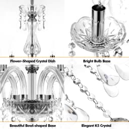 6arms K5 Crystal Chandelier Transparent Crystal Ceiling Lamp Modern Luxury Home Lighting Fixture For Bedroom Living Room Decor
