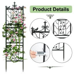 Set of 2 Tall Plant Climbing Fence Metal Garden Trellis Outdoor Animal Barrier Edge Border