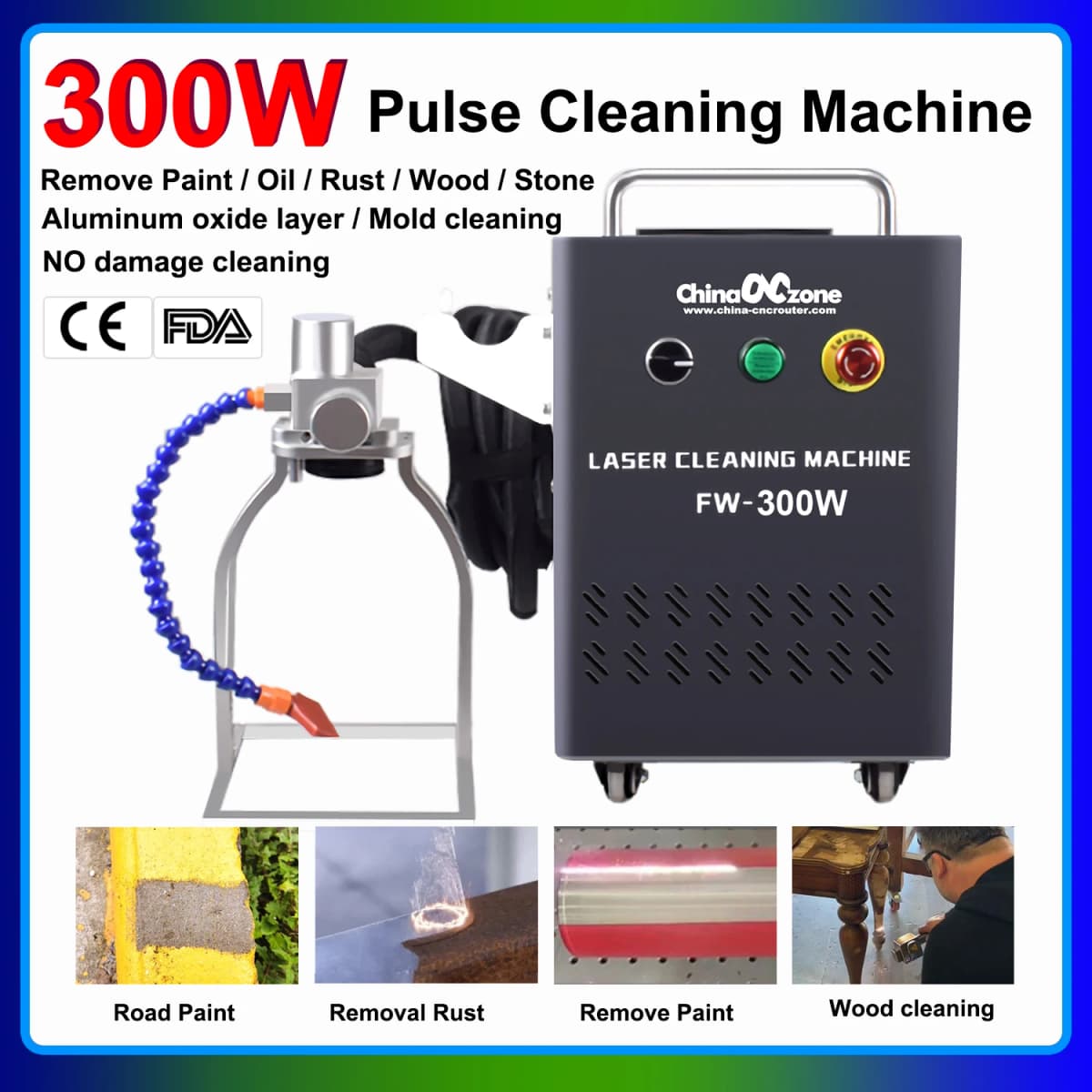 300W JPT Pulsed Laser Cleaning Machine For Remove Rust Oil Paint Metal Wood Wall Car Rust Removal Cool Laser Cleaner 200W