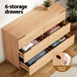 6 Chest of Drawers Pine Wood Dresser Table Storage Cabinet Bedroom Organizer Furniture