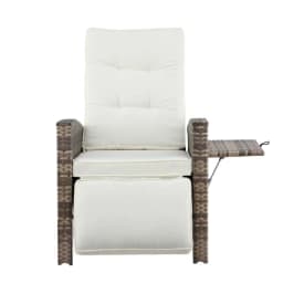 Outdoor Wicker Recliner Chair Adjustable Sun Lounger Patio Furniture Brown Cushionless Leisure Lounge Chair