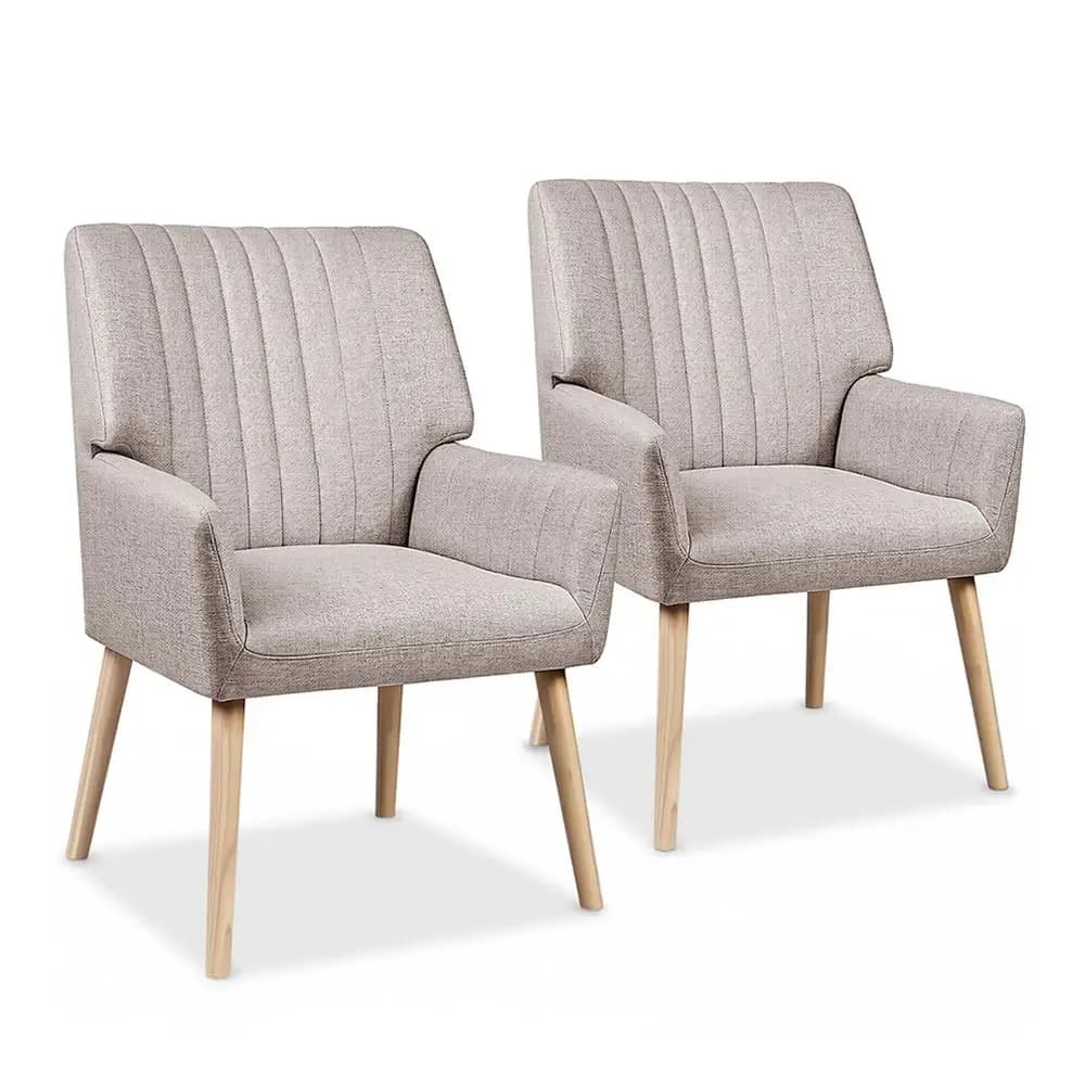2X Beige Faux Fabric Armchair Sofa Chair Covers Decorative Home Furniture Slipcovers