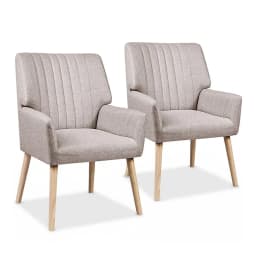 2X Beige Faux Fabric Armchair Sofa Chair Covers Decorative Home Furniture Slipcovers