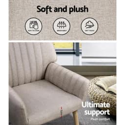 2X Beige Faux Fabric Armchair Sofa Chair Covers Decorative Home Furniture Slipcovers