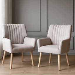 2X Beige Faux Fabric Armchair Sofa Chair Covers Decorative Home Furniture Slipcovers