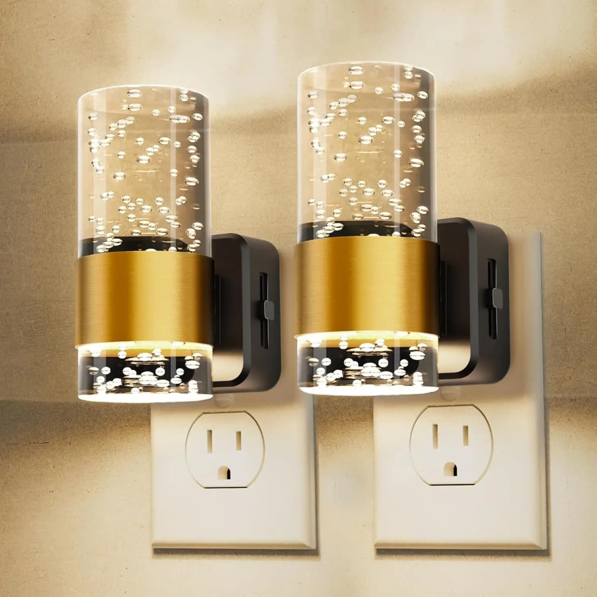 Night Light,Dimmable Night Lights Plug into Wall, 2 Pack Acrylic Nightlight with 0-100 LM Adjustable Brightness, 3000K Plug