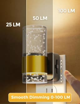 Night Light,Dimmable Night Lights Plug into Wall, 2 Pack Acrylic Nightlight with 0-100 LM Adjustable Brightness, 3000K Plug
