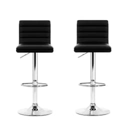 2 Pack Adjustable Black PU Leather Bar Stools with Padded Seat and Gas Lift Swivel Counter Height Chairs