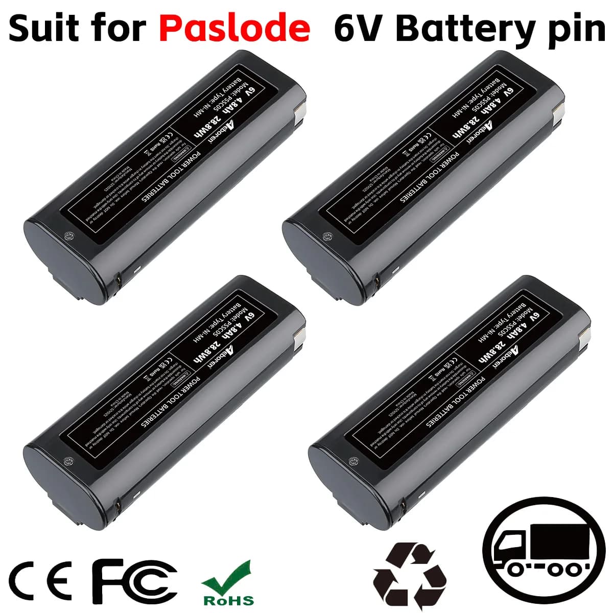 VANON 404717 1/2/4 Pack 6V 4.8Ah NI-MH Battery Replace for Paslode B20544E 404400 900420 900600 902000 B20720 Tools Battery Pin