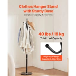 SucceBuy Coat Rack Freestanding Coats Tree Stand with Stable Marble Base&6 Hooks Free Standing Hall Coat Rack for Bedroom Office
