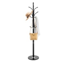 SucceBuy Coat Rack Freestanding Coats Tree Stand with Stable Marble Base&6 Hooks Free Standing Hall Coat Rack for Bedroom Office