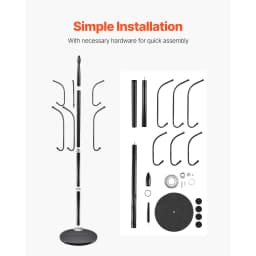 SucceBuy Coat Rack Freestanding Coats Tree Stand with Stable Marble Base&6 Hooks Free Standing Hall Coat Rack for Bedroom Office