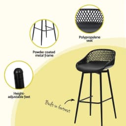 3 Piece Outdoor Bar Set with Stools Dining Chairs and Table Patio Furniture Bistro Set Black