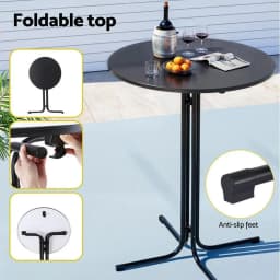 3 Piece Outdoor Bar Set with Stools Dining Chairs and Table Patio Furniture Bistro Set Black