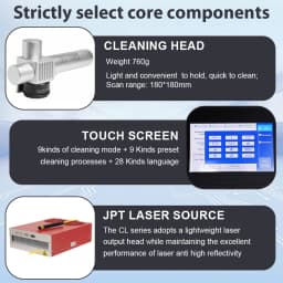 JPT Mopa 300W Pulsed Laser Cleaning Machine Portable Laser Cleaner for Metal Wood Rust Oil Paint Removal 11 Cleaning Modes