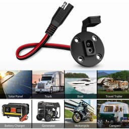 2Pcs SAE Power Socket Sidewall Port Weatherproof SAE Quick Connect Solar Panel Mount Universal Flush-Mountable Connector 12AWG
