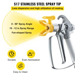 SucceBuy Airless Paint Spray Hose Kit 50 ft 3600 psi High Pressure Fiber Tube 8 inch Rod Pole Including 517 Tip and Tip Guard