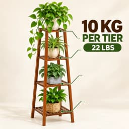 Tall Bamboo Plant Stand, 2/3/4 Tier Flower Pot Display Shelf, Indoor Outdoor Plant Rack for Balcony Patio Garden