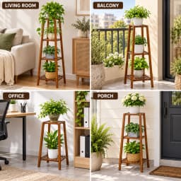 Tall Bamboo Plant Stand, 2/3/4 Tier Flower Pot Display Shelf, Indoor Outdoor Plant Rack for Balcony Patio Garden
