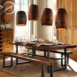 Retro nature loft wood Wine barrel hanging vintage pendant lights for dining room living room restaurant cafe bar