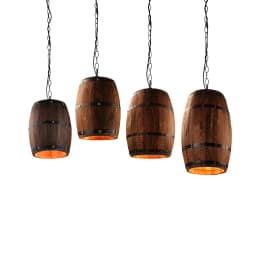 Retro nature loft wood Wine barrel hanging vintage pendant lights for dining room living room restaurant cafe bar