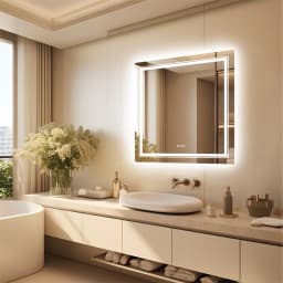 Wall Mounted LED Backlit Vanity Mirror,Illuminate Bathroom Makeup Mirror with Adjustable 3 Lights And Fogless Demister Pad