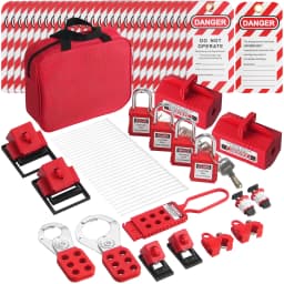 SucceBuy Electrical Lockout Tagout Kit 47 PCS Safety Loto Kit w/ Padlocks Hasps Tags Nylon Ties Plug Lockouts Circuit Breaker