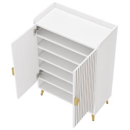 Tribesigns Shoe Cabinet with Doors, 7-Tier Shoe Storage Cabinet with Adjustable Shelves, Wooden Shoes Rack Shoe Storage Organize