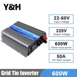 Y&H 600W Grid Tie Solar Inverter MPPT Micro Inverter Converter DC 30-55V to AC 220V for Battery Discharge Mode/Solar Panels