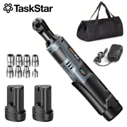 TaskStar 12V 3/8' Electric Ratchet Wrench Set W/ 2.0Ah Battery Rechargeable Angle Wrench 40Nm Disassembly Nut Car Repair Tool
