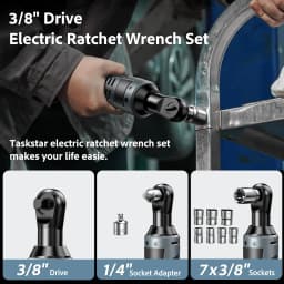 TaskStar 12V 3/8' Electric Ratchet Wrench Set W/ 2.0Ah Battery Rechargeable Angle Wrench 40Nm Disassembly Nut Car Repair Tool