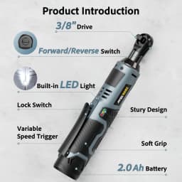 TaskStar 12V 3/8' Electric Ratchet Wrench Set W/ 2.0Ah Battery Rechargeable Angle Wrench 40Nm Disassembly Nut Car Repair Tool