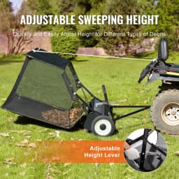 SucceBuy 42 inch Lawn Sweeper Tow Behind 26cu.ft. Large Pull Behind Heavy Duty Leaf Grass Collector for Picking Up Debris Grass