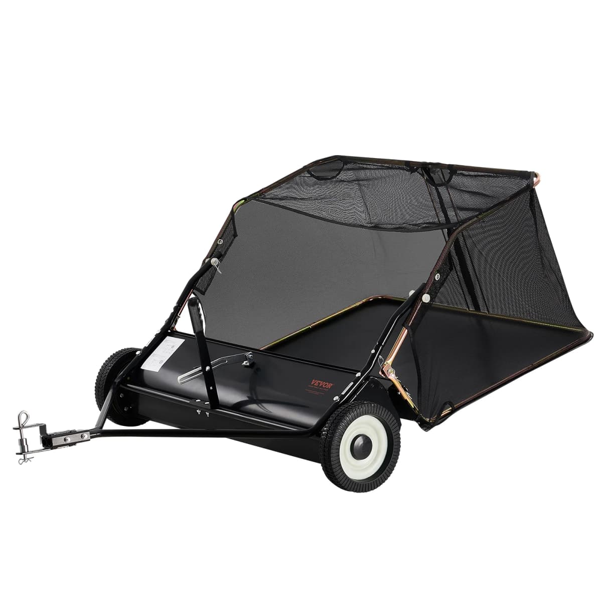 SucceBuy 42 inch Lawn Sweeper Tow Behind 26cu.ft. Large Pull Behind Heavy Duty Leaf Grass Collector for Picking Up Debris Grass