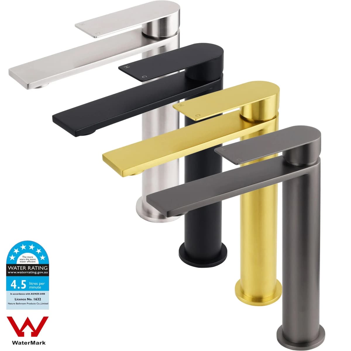 **Sdyney Stock** KYLINS Brushed Gold Nickel Gun Metal Chrome Black High Tall Basin Mixer Tap Tapware Faucet WaterMark Wels